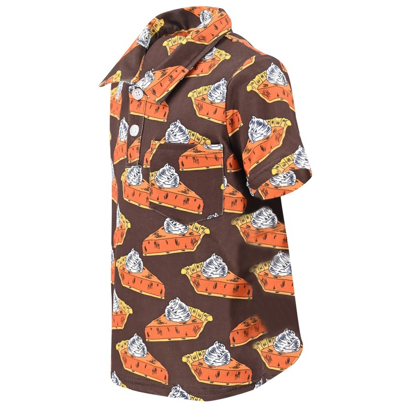 Boys Pumpkin Pie Thanksgiving Polo Shirt for Toddler and Big
