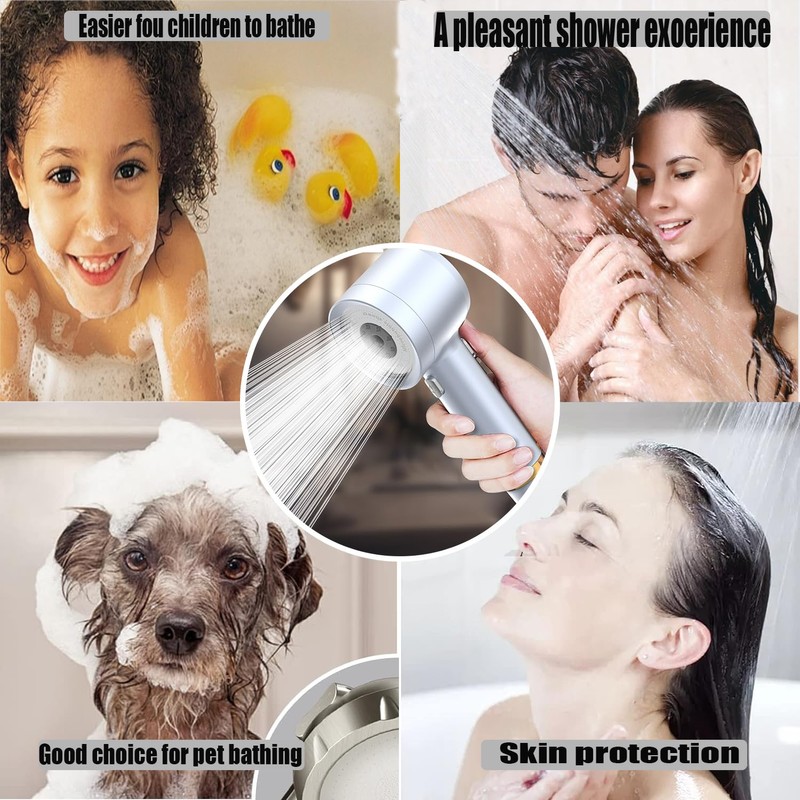 High Pressure Shower Head with Handheld, with Pause Switch 4
