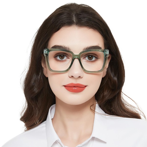 WEMOOTANTS Oversize Reading Glasses for Women Men 3.5 Green Readers
