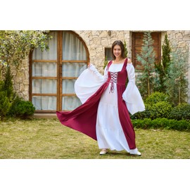 Aiysiyu Renaissance Dress Women, Medieval Costume for Ren Faire, Cosplay Events Elegant Renaissance Costume, Medieval Dress, Renaissance Costume Women (Burgundy,S/M)