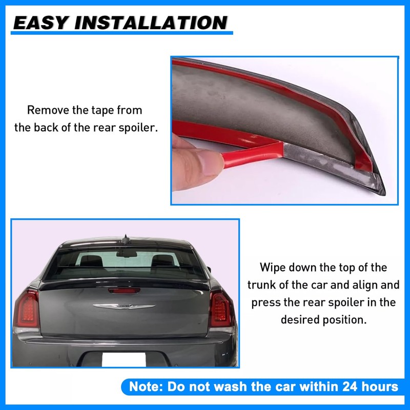 Collect Light Glossy Black Rear Spoiler Wing for 2011-2023 Chrysler