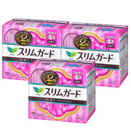 [Bulk Purchase] Laurier Slim Guard with Long Time Firm Daytime Wings, 9.8 inches (25 cm), 19 Pieces x 3 Sets (57 Pieces)