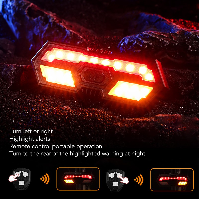 Bike Tail Light Wireless Remote Control Safety Bicycle Night Riding
