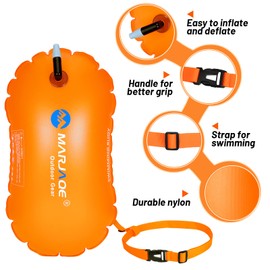 lovingmona Swim Buoy Tow Float Highly Visible Swimming Pull Floats Bubble with Adjustable Waist Belt for Open Water, Water Sports, Swimming Training Racing Orange