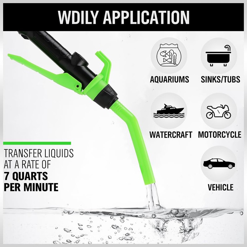 SWANLAKE Portable Battery Powered Fuel Transfer Pump, 2.4 GPM Liquid