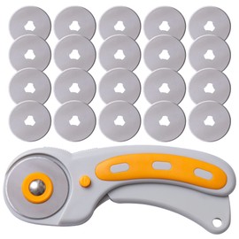 WA Portman Fabric Cutter Wheel - 45mm Rotary Cutter for Fabric with Safety Lock & 20 Extra Rotary Blades - Ideal for Sewing, Quilting, Crafting & Use with Sewing Cutting Mats with Comfort Grip Handle