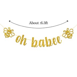 WeBenison Glitter Oh Babee Banner, Bee Theme Baby Shower Party Supplies, Welcome Baby Bee Party Decorations Gold