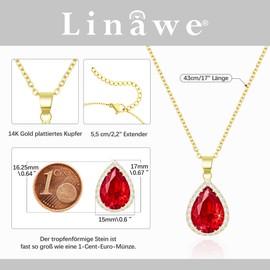 Linawe Women's Pendant Chain Necklace Simulated Diamond Birthstone Pendant Crystal Women's Necklace Jewellery Set Fashion Jewellery Available in Gold, Rose Gold and Silver Tones, Cubic Zirconia Copper