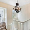 Lanpesting Farmhouse Chandelier, Modern Hanging Pendant Lighting, 4-Light Rustic Ceiling