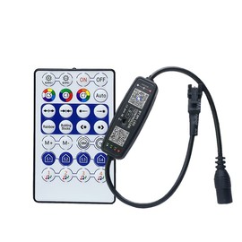 Cleiscry DC Bluetooth Pixel Controller 5V 12V 24V WS2811 WS2812B SK6812 SM16703 1903 RGB LED Strip BT SPI Music MIC Remote Controler (DC with Remote)