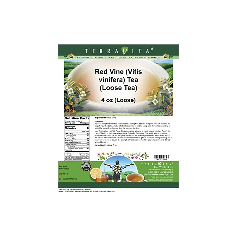 Red Vine (Vitis vinifera) Tea (Loose Tea) (4 oz, ZIN:
