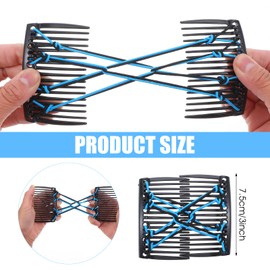 Wanmu Magic Hair Side Combs, 5 Pcs Stretchy Comb Clip for Women Adjustable Elastic Double Clips Bun Maker, No Crease Hair-Accessories