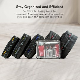 ZUCA Pro-Black Standard Packing Utility Pouch Set - Durable, Spacious CosmeticStorage Solution, Clear TSA Approved Toiletry Bag For Travel & Professional Use