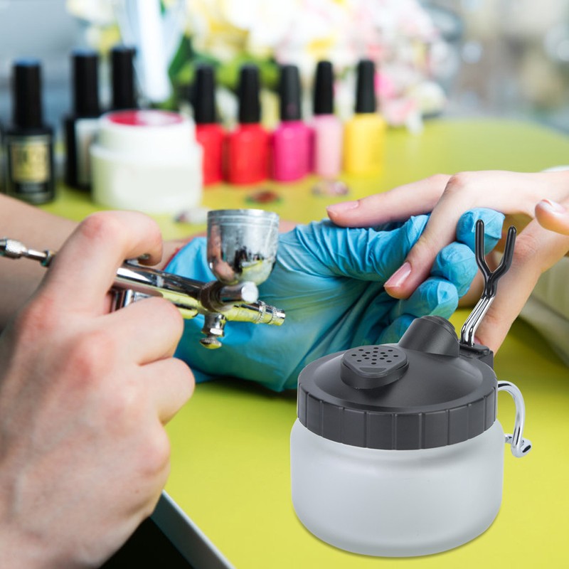 Airbrush Cleaning Pot Glass Steel and Plastic Made Paint Cleaning