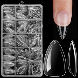 ZEYACHAN Pack of 540 Tips for Gel Nails Ballerina, 15 Sizes Transparent Nail Tips, Semi Frost, Nail Tips Coffin Short, Soft Gel Nail Tips, Nail Tips for Gel Nails for DIY Nail Art