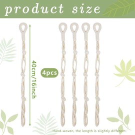 4 Pieces Macrame Plant Hanger Extender Rope Hanging Plant Extender Indoor Hanging Planters Basket Decorative Rope Pots Holder Stand for Indoor Outdoor Home Decor, Beige