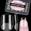 BORNBYME Short Square Soft Gel Nail Tips,120PCS Pre Buff Full