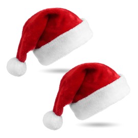 LIURFLNC Pack of 2 Christmas Wonders Velvet Christmas Hat, Santa Hat, Red, Christmas Hats Adult for Holiday Party Accessories, Thickened Warm Christmas Hats