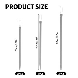 9pcs Yarn Needle, 3 Sizes Aluminium Large Eye Tapestry Needle for Yarn Darning Weave Nylon Thread Rope Threader Big Finishing Wool Needles Embroidery Weaving Tools for Hand Sewing Knitting Crochet