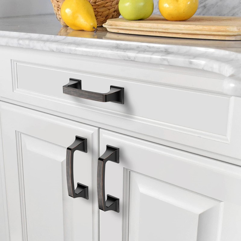 Amerdeco 10 Pack Kitchen Cabinet Handles Oil Rubbed Bronze Cabinet