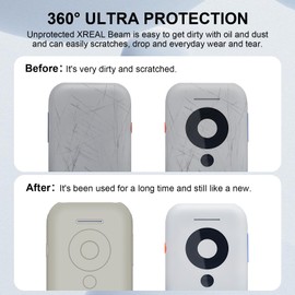 TOLUOHU Case Cover Compatible with XREAL Beam，Soft Silicone case for XREAL Beam, Shockproof Anti-Scratch Protective Cover for XREAL Air Companion with Carabiner & Lanyard (Grey)