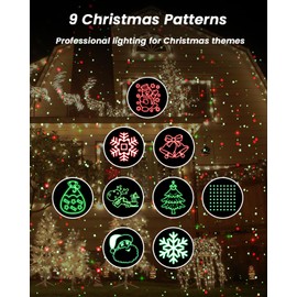 Enjoyedled Red and Green Christmas Laser Lights Projector, with Decorative Patterns for Indoor and Outdoor Use: Ideal for Holiday, Garden, Party