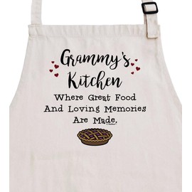 ThisWear Gifts For Grammy Gifts For Grandma Grammy's Kitchen Where Great Food Loving Memories Are Made Two Pocket Adjustable Bib Apron Cream