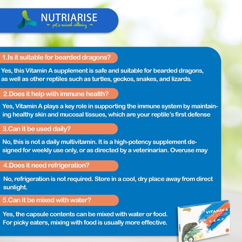 NUTRIARISE Reptile Vitamin A Supplement – Eye Health Support for