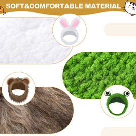 Weewooday Weewooday 5 Pcs Cat Adorable Costume Bunny Hat with Ears Funny Mane Cat Hat for Pets and Small Dogs Kitten Puppy Party Costume Accessory Headwear(Lion, Frog, Rabbit, Sunflower, Banana)