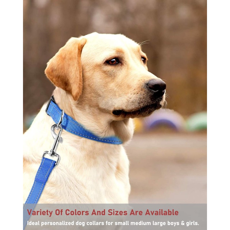 Reflective Dog Collar with Buckle Adjustable Safety Nylon Collars for