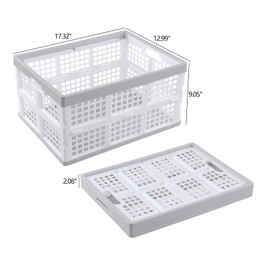 Wakikini 30 L Plastic Rectangular Collapsible Crates, 3 Pack Folding Storage Baskets, White
