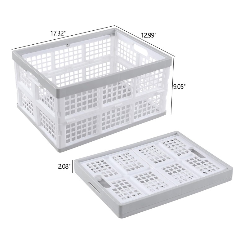 Wakikini 30 L Plastic Rectangular Collapsible Crates, 3 Pack Folding