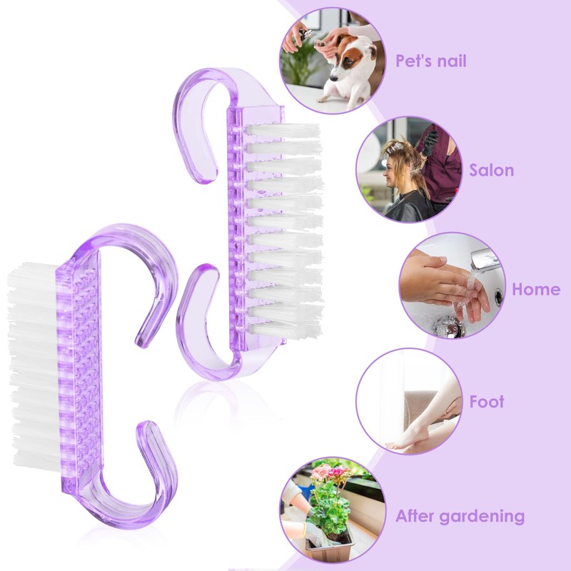 8 Pcs Nail Cleaning Brush with Handle Grip, Fingernail Scrub
