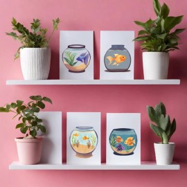Cryptic Paper Co Set of 4 fishbowl Greeting Cards with Envelopes for any occasion