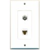 Wallplate City 1 Port CAT6 Coax F-F Wall Plate DecorZ White
