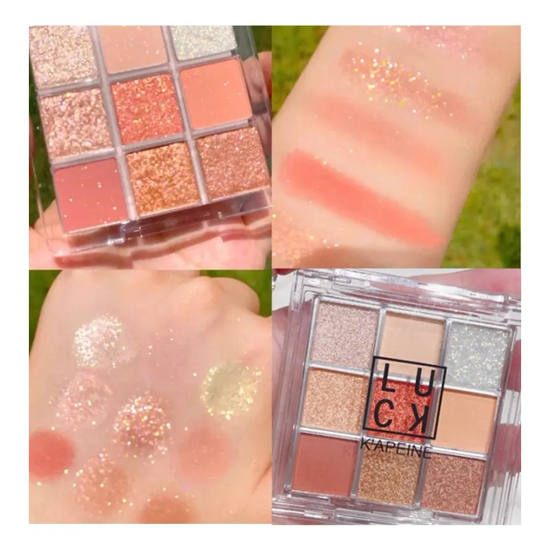 Paleta De Sombras 9 Colores Transparente Con Brillo Intenso