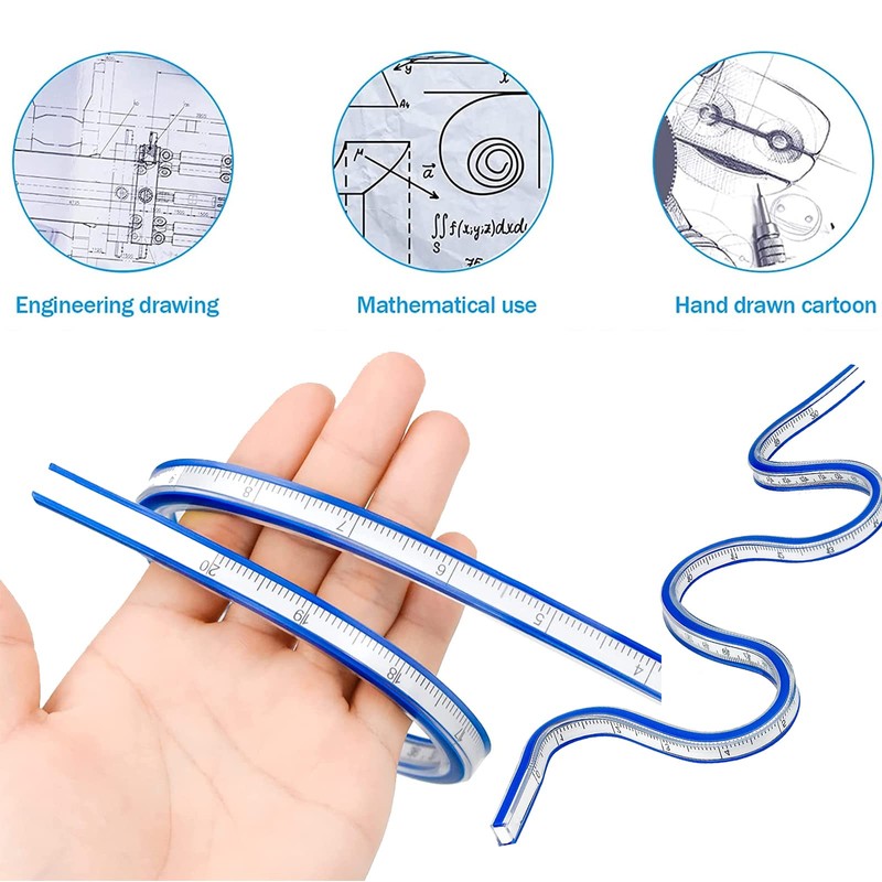 Pack of 2 Flexible Curve Ruler, Curve Ruler, Sewing, Ruler,