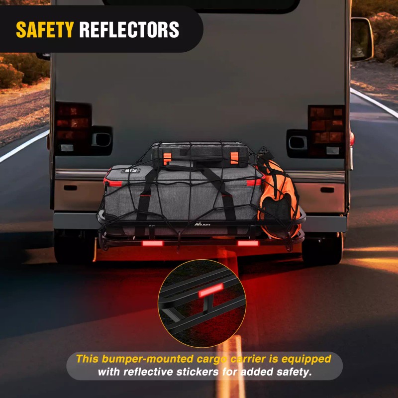 Nilight 32??26??4Inch RV Bumper Mounted Cargo Rack Carrier with Net