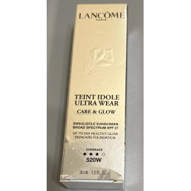 Lancôme LANCOME ULTRA WEAR CARE & GLOW SUNSCREEN SPF27 SKINCARE FOUNDATION 520W 1OZ