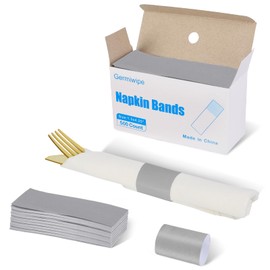 Germiwipe Paper Napkin Band Box of 500,Napkin Rings Self Adhesive,Silverware Wraps Bands (Gray - 500 PCS)