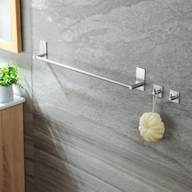 Taozun Towel Bar - 24 Inch Towel Holder with 2 Packs Adhesive Hooks, Hand Towel Rack Stick on Wall, Stainless Steel Bathroom Hardware Accessory Kit