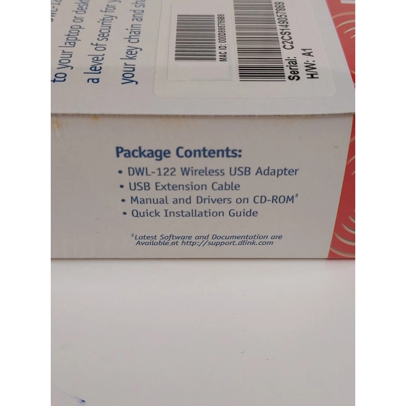 D-link Air Wireless Network- USB Adapter 802.11b DWL-122 New
