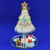 Folkart Cute Handmade Glasswork Sleigh Pull Santa Tree Set
