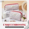 Zeyune 2 Pcs Quilted Makeup Bag Cotton Floral Cosmetic Bag
