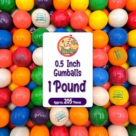 Gumballs Bulk 1/2inch 1 Pound Bag - Gumballs For Gumball Machine - Gumball Machine Refills - Assorted Fruit Flavor - Bubble Gum