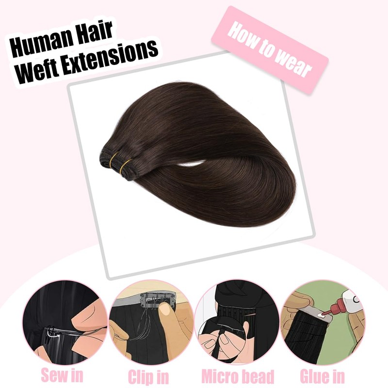 SURNEL Real Hair Wefts for Sewing 40 cm Hair Extensions