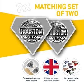 2 x Diamond Stickers 7.5 cm BW - Houston USA American Flag Stamp Fun Decals for Laptops,Tablets,Luggage,Scrap Booking,Fridges, #40525