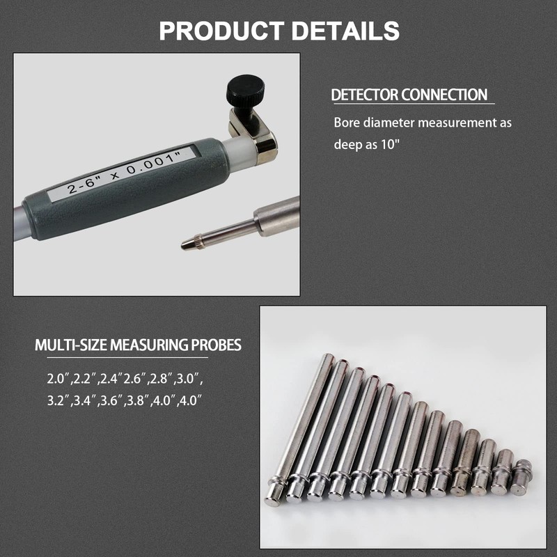 AeKeatDa Dial Indicator Bore Gage 2" - 6" Range(0.001"), Dial