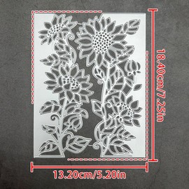 Lapoo Metal Cutting Die for Scrapbooking, 3D Backgrounds Frame New Cutting Dies DIY Album Card Making Decor Paper Craft Metal Die Cuts Party Wedding Decorations (Leaf-Turning Sunflower 7.2 x 5.2 in)