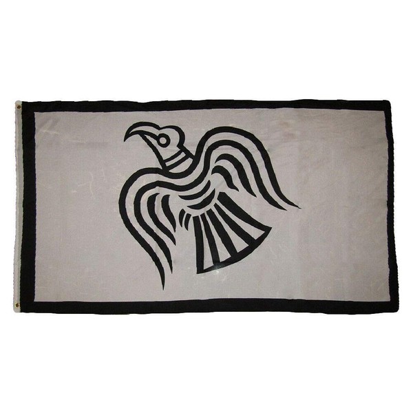 JumpingLight 3x5 Black and White Viking Raven Rough Tex Knitted